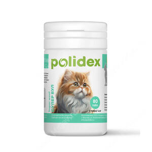 Витамины Polidex Super Wool (Супер Вул) для кошек, 80 шт.