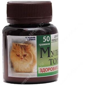 Витамины Серебряный след Мультитоник Здоровая шерсть кошки 50 г