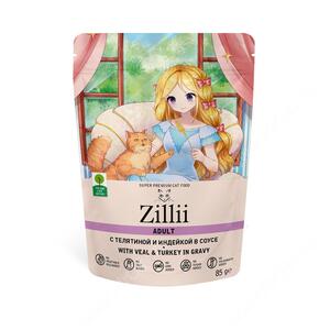 Zillii Cat Adult Телятина с индейкой в соусе, 85 г