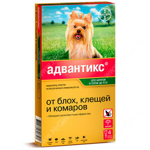 Адвантикс 40 капли (4 пип) п/паразит. до 4 кг д/собак