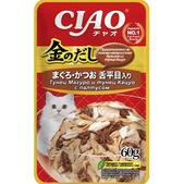 Влажный корм INABA CIAO для кошек Kinnodashi тунец магуро и кацуо с палтусом, 60 г