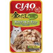 Влажный корм INABA CIAO для кошек Kinnodashi тунец магуро и кацуо с сёмгой, 60 г