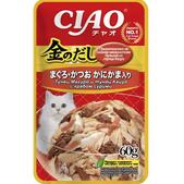 Влажный корм INABA CIAO для кошек Kinnodashi тунец магуро и кацуо с крабом сурими, 60 г