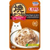 Влажный корм INABA Yaki Katsuo Dinner для кошек тунец кацуо на гриле с морским гребешком и бульоном даси, 50 г