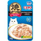 Влажный корм INABA Yaki Katsuo Dinner для кошек тунец кацуо на гриле с морским гребешком, 50 г