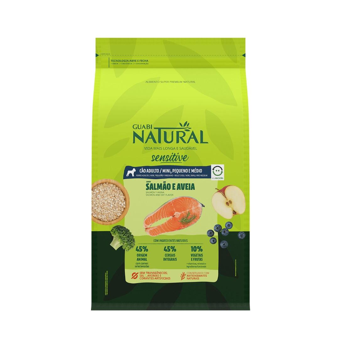 Guabi Natural Dog Sensitive для взрослых собак мелких и средних пород, лосось и овес 10,1 кг