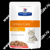 Hill's Prescription Diet c/d Multicare Urinary Care влажный корм для кошек для поддержания здоровья мочевыводящих путей с лососем, 85 г
