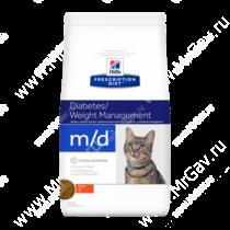 Hill's Prescription Diet m/d Diabetes/Weight Management сухой корм для кошек с курицей