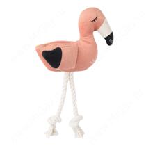 Игрушка Mr.Kranch для мелких и средних пород Фламинго с канатом и пищалкой, персиковый