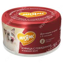 Консервы Мнямс На каждый день для кошек, курица с говядиной в желе, 80 г