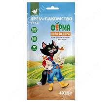 Крем-лакомство Ферма кота Федора для кошек и котят с уткой, 4х15г