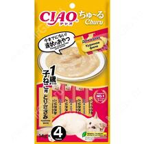 Крем-лакомство INABA CIAO для котят Churu куринное филе, 4 шт