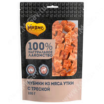 Лакомство Мнямс для собак кубики из мяса утки с треской, 100 г