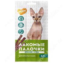 Лакомство Мнямс Лакомые палочки для кошек, утка и кролик, 3х5 г