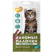 Лакомство Мнямс Лакомые палочки для кошек, цыпленок и утка, 3х5 г