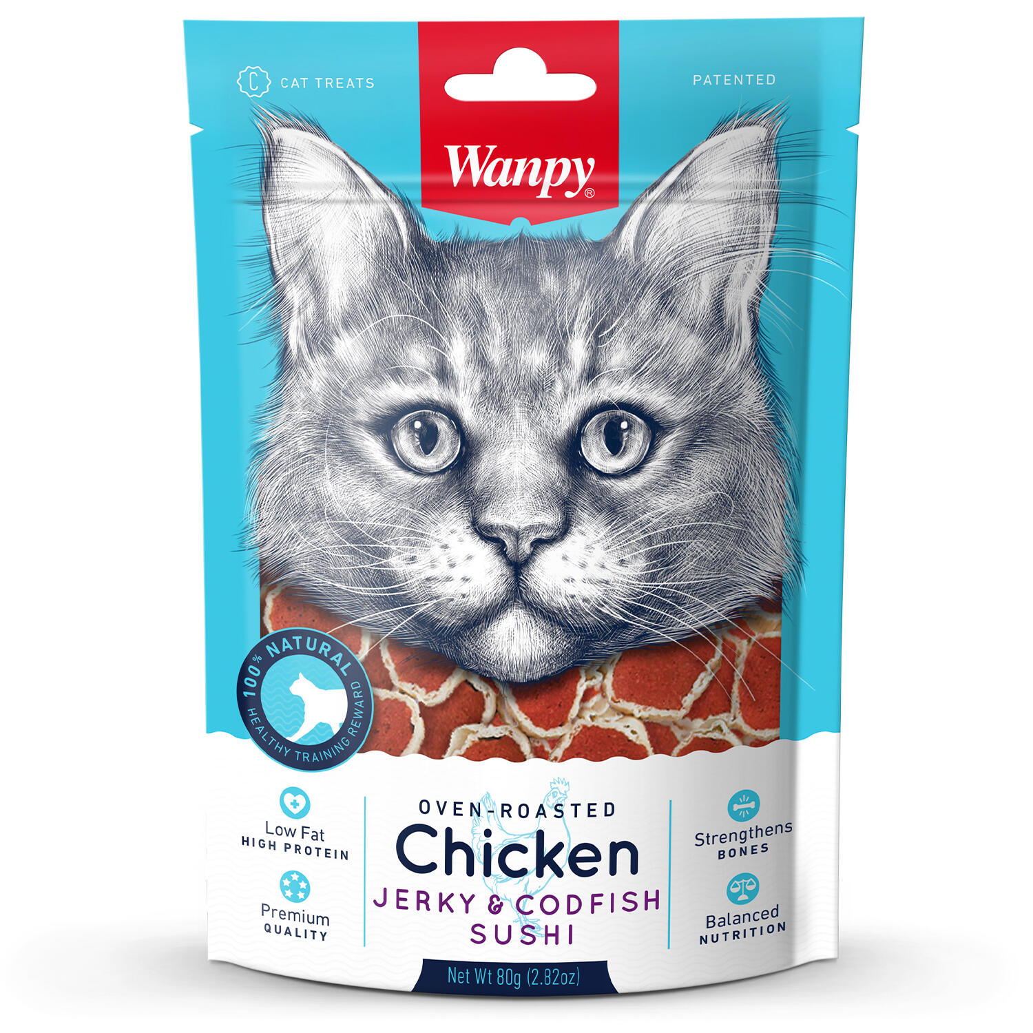 Лакомство Wanpy Cat суши из курицы с треской, 80 г