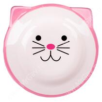 Миска Mr.Kranch керамическая для кошек Кошачья мордочка, розовая, 150 мл