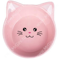 Миска Mr.Kranch керамическая для кошек Кошачья мордочка, розовая, 200 мл