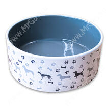 Миска Mr.Kranch керамическая для собак с рисунком, 350 мл, серая