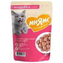Пауч функциональный Мнямс для кошек 7+, индейка в соусе, 85г