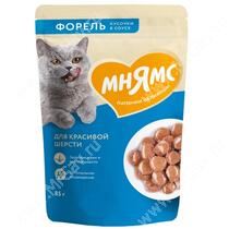 Пауч функциональный Мнямс для красивой шерсти, форель в соусе, 85г