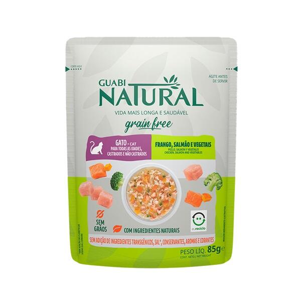 Пауч Guabi Natural Cat Grain Free беззерновой для взрослых кошек, курица/лосось/овощи, 85 г