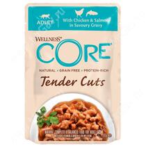 Паучи для кошек Wellness Core Tender Cuts из курицы с лососем (нарезка в соусе), 85 г