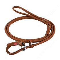 Поводок-удавка кожаный круглый Collar Glamour, 135 см*8 мм, коричневый