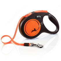Рулетка Flexi Neon New, S, до 15 кг, 5 м, оранжевая лента